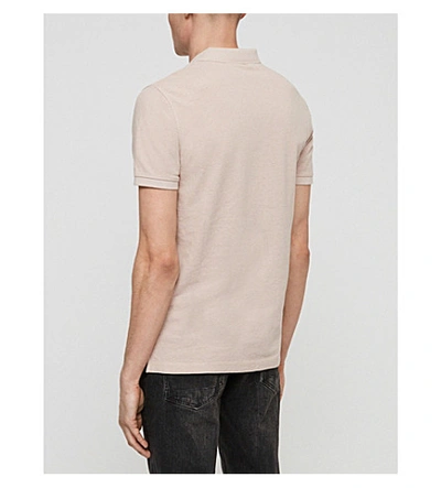Shop Allsaints Parlour Cotton-blend Polo-shirt* In Mushroom Pink