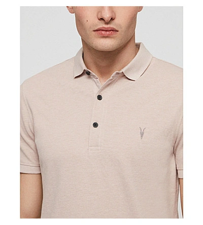 Shop Allsaints Parlour Cotton-blend Polo-shirt* In Mushroom Pink