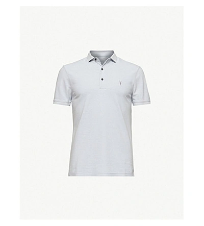 Shop Allsaints Parlour Cotton-blend Polo-shirt* In Sol Blue Marl