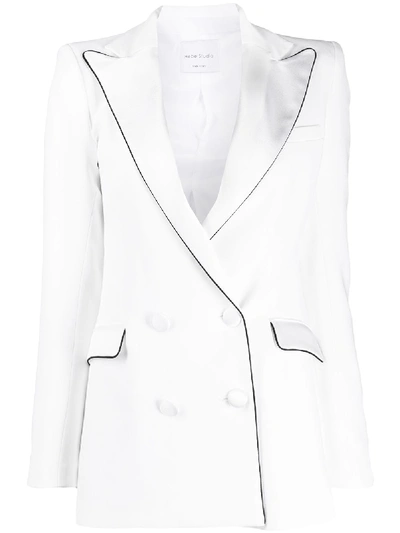 Shop Hebe Studio Double Breasted Blazer In White