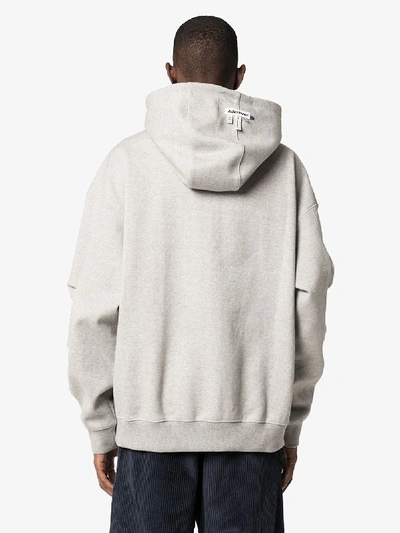 Shop Ader Error Embroidered Logo Hoodie In Grey