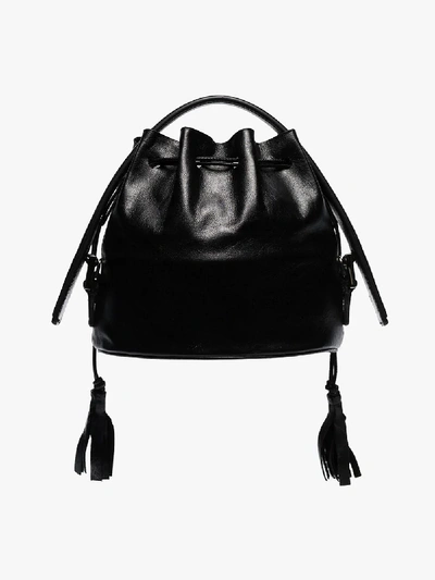 Shop Jil Sander Black Drum Medium Leather Bucket Bag
