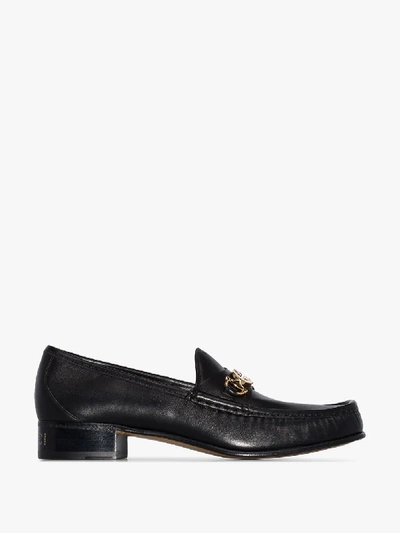 Shop Gucci Black Roos Horsebit Leather Loafers