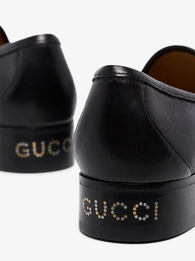 Shop Gucci Black Roos Horsebit Leather Loafers