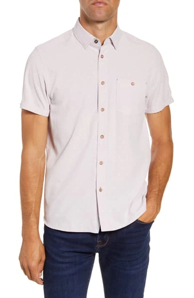 Shop Ted Baker Diamond Slim Fit Short Sleeve Button-up Shirt In Pink