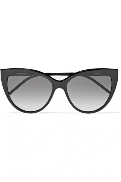 Shop Saint Laurent Cat-eye Acetate Sunglasses In Black