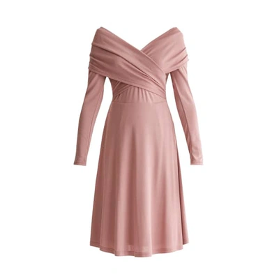 Shop Paisie Skater Dress With Cross Wrap Shoulders In Blush