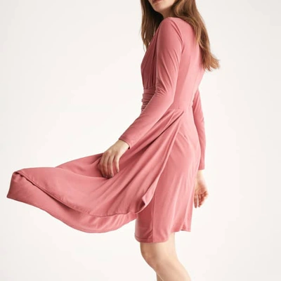 Shop Paisie Jersey Dress With Ruched Detail & Side Skirt Drape In Coral