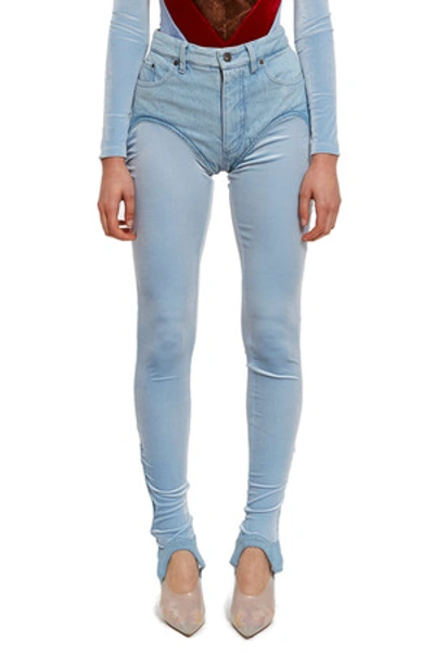Shop Y/project Opening Ceremony Stirrup Short Jeans In Ice Blue