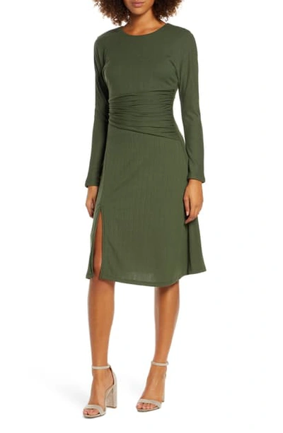 Shop Ali & Jay Sleight Of Hand Ruched Waist Long Sleeve Dress In Army