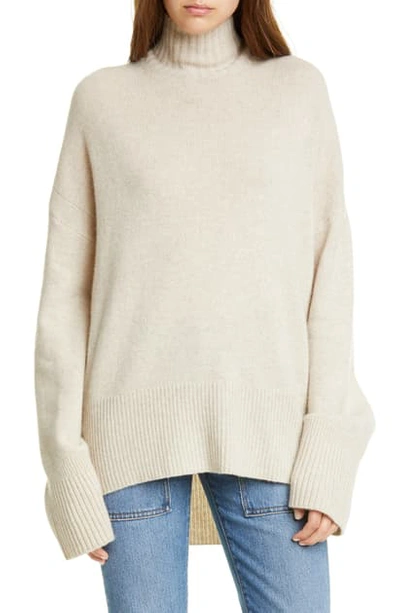 Shop Frame High/low Cashmere Sweater In Oatmeal Heather