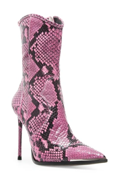 Shop Steve Madden Tina Pointed Toe Western Bootie In Pink Snake Print