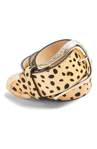 Shop Topshop Dallas Animal Print Genuine Calf Hair Belt In Leopard