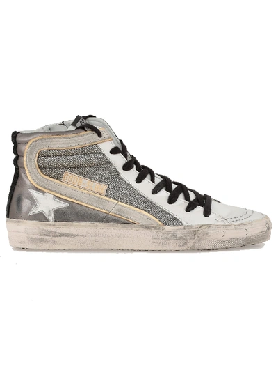 Shop Golden Goose Slide Sneaker In Gun Metal-shimmer-white Star