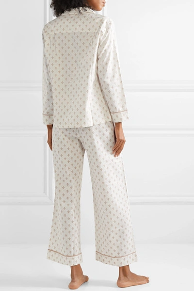 Shop Pour Les Femmes Printed Cotton-sateen Pajama Set In White
