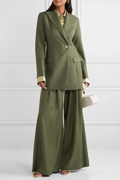 Shop Anna Quan Sienna Twill Blazer In Army Green