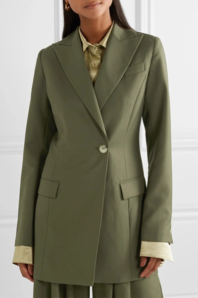 Shop Anna Quan Sienna Twill Blazer In Army Green