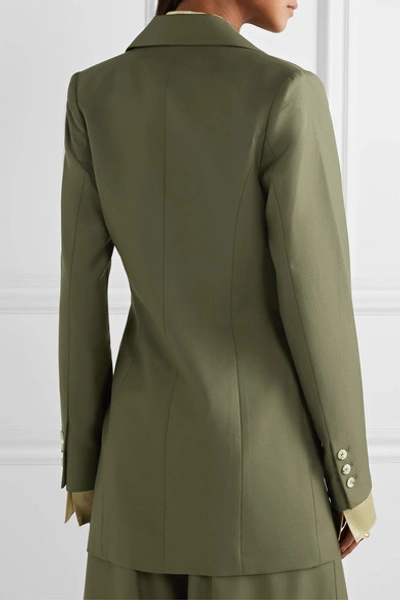 Shop Anna Quan Sienna Twill Blazer In Army Green