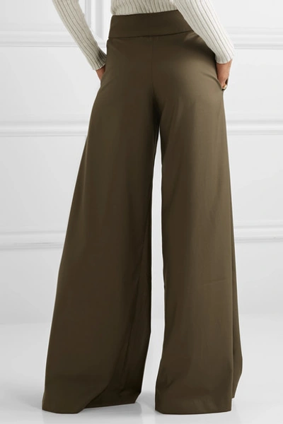 Shop Anna Quan Madison Pleated Twill Wide-leg Pants In Taupe