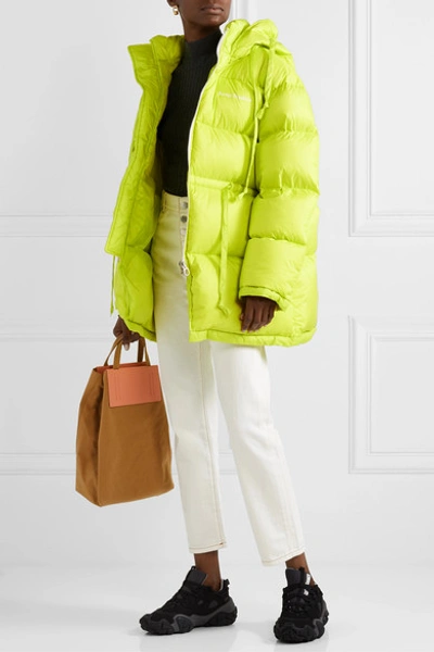 Shop Acne Studios Oversized Hooded Quilted Neon Shell Down Jacket In Chartreuse