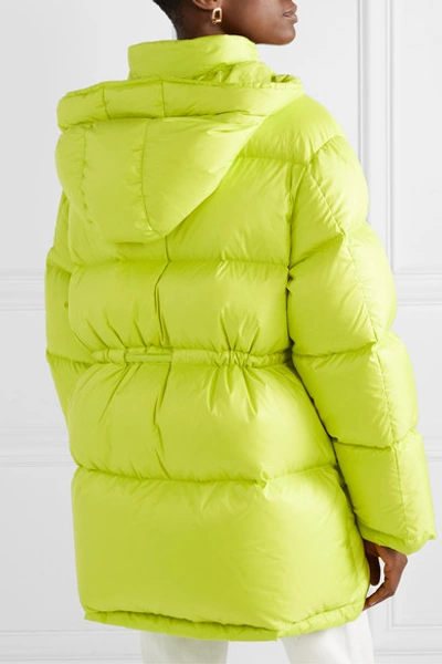 Shop Acne Studios Oversized Hooded Quilted Neon Shell Down Jacket In Chartreuse