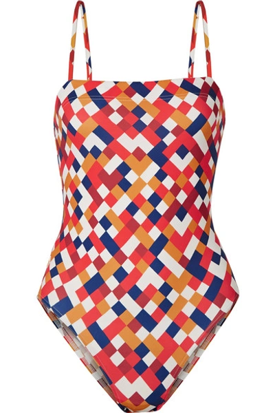 Shop Eres Mosaic Actrice Printed Swimsuit In Brick