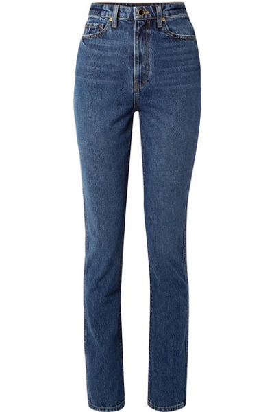 Shop Khaite Daria High-rise Slim-leg Jeans In Dark Denim
