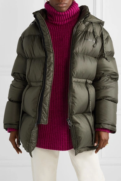 Shop Acne Studios Oversized Hooded Quilted Shell Down Jacket In Army Green