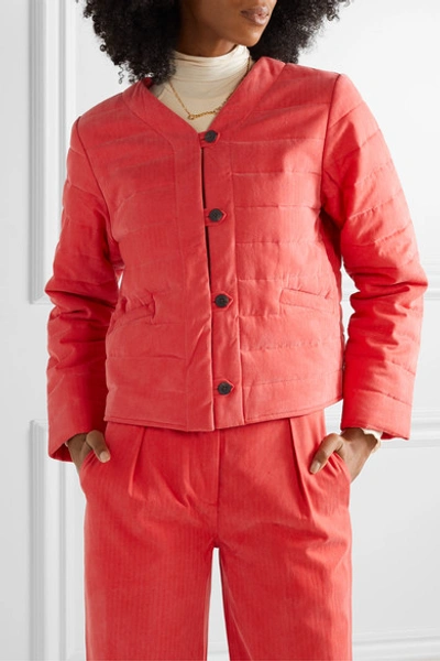 Shop Mara Hoffman Gina Quilted Tencel And Organic Cotton-blend Jacket In Papaya