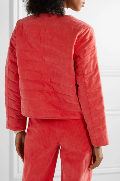 Shop Mara Hoffman Gina Quilted Tencel And Organic Cotton-blend Jacket In Papaya