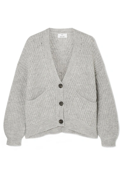 Shop Allude Ribbed-knit Cardigan In Gray