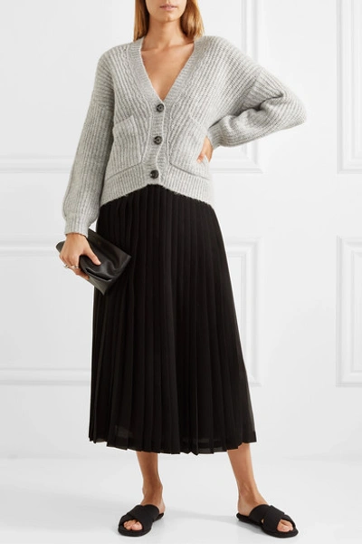 Shop Allude Ribbed-knit Cardigan In Gray