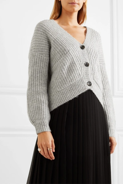 Shop Allude Ribbed-knit Cardigan In Gray