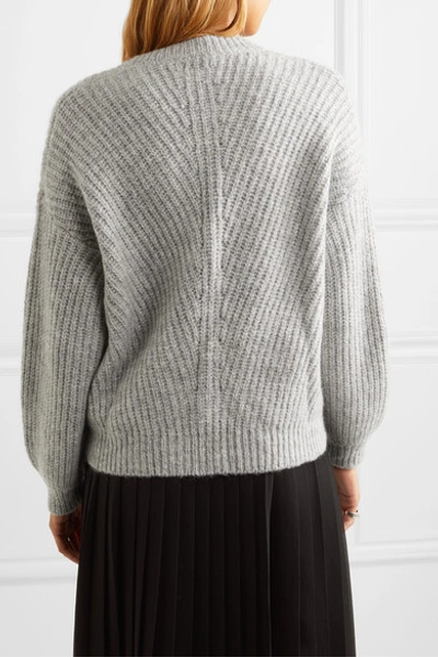 Shop Allude Ribbed-knit Cardigan In Gray