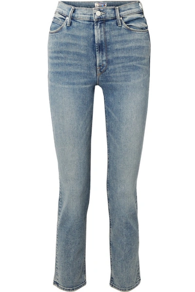 Shop Mother The Dazzler High-rise Straight-leg Jeans In Blue