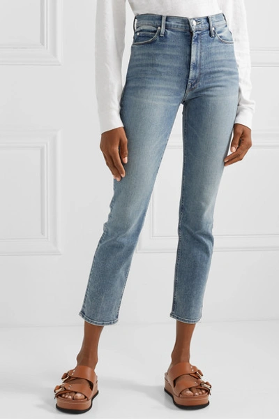 Shop Mother The Dazzler High-rise Straight-leg Jeans In Blue