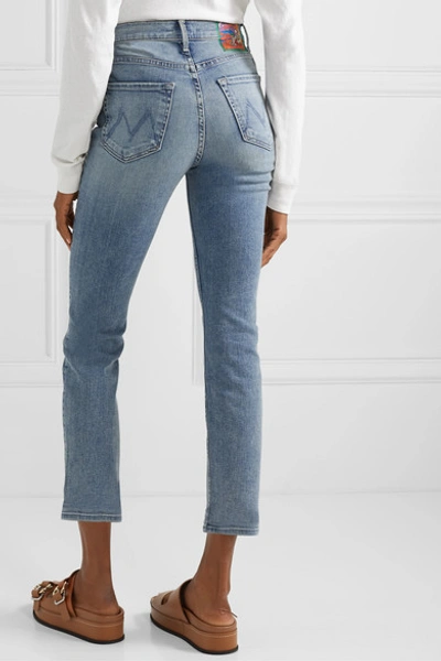 Shop Mother The Dazzler High-rise Straight-leg Jeans In Blue