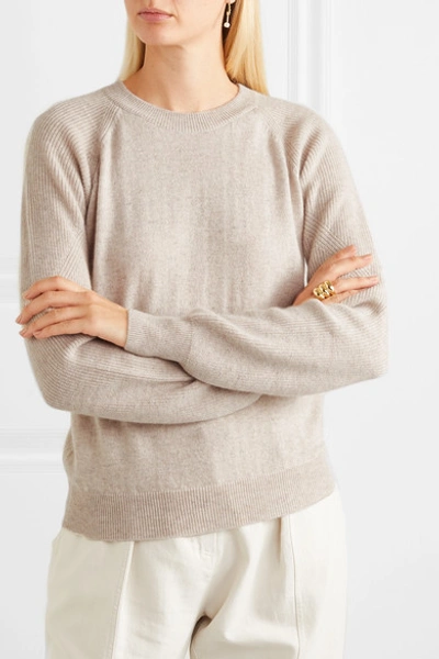 Shop Loulou Studio Levanzo Ribbed Mélange Cashmere Sweater In Beige