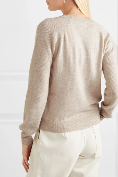 Shop Loulou Studio Levanzo Ribbed Mélange Cashmere Sweater In Beige