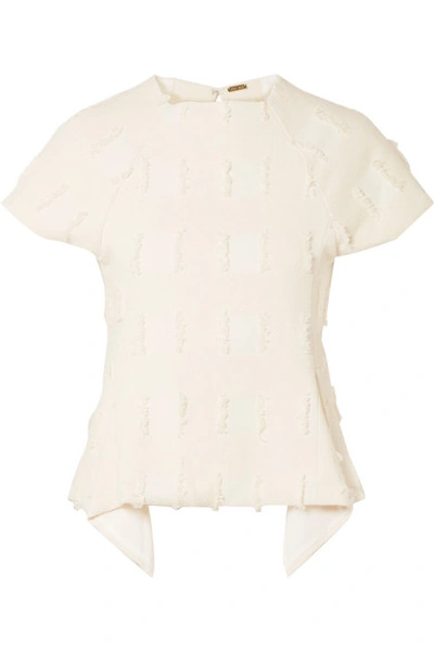Shop Cult Gaia Olympia Open-back Frayed Bouclé Top In Cream
