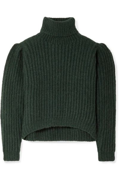 Shop Apiece Apart Nicola Ribbed Alpaca-blend Turtleneck Sweater In Dark Green