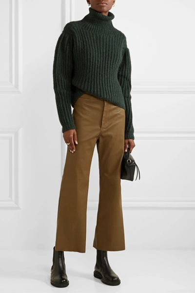 Shop Apiece Apart Nicola Ribbed Alpaca-blend Turtleneck Sweater In Dark Green