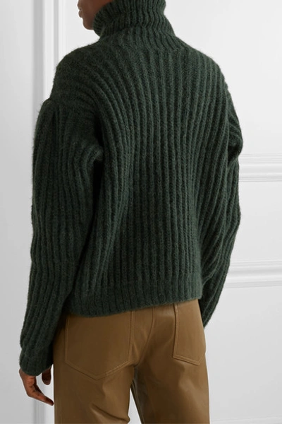 Shop Apiece Apart Nicola Ribbed Alpaca-blend Turtleneck Sweater In Dark Green