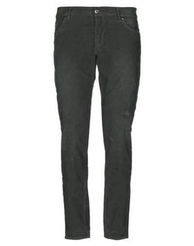 Shop Aglini Man Pants Dark Green Size 35 Cotton, Elastane