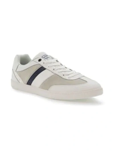 Shop Penguin Tyler Leather & Suede Low-top Sneakers In White Navy