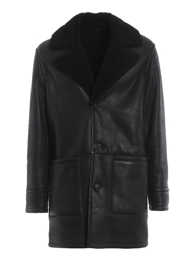 Shop Dondup Black Shearling Coat