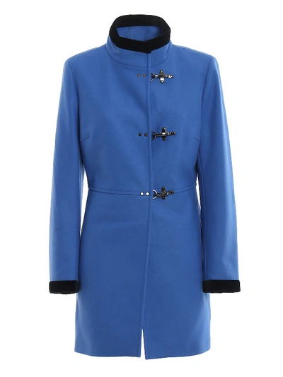 Shop Fay Virginia Three-hook Coat In Light Blue