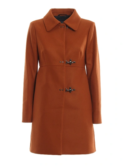 Shop Fay Three-hook Wool Cloth Coat In Dark Orange