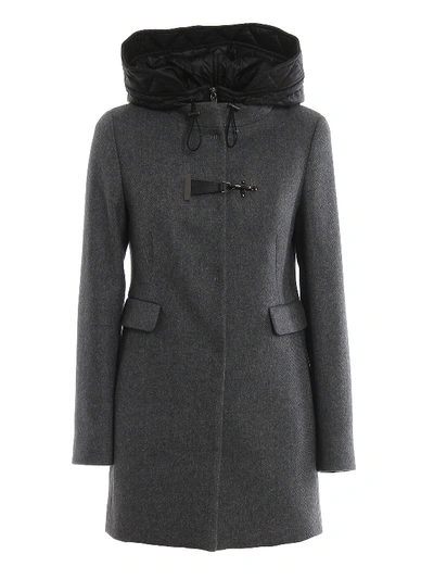 Shop Fay Toggle Double Front Hooded Coat In Grey