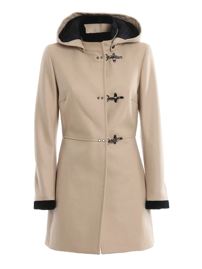 Shop Fay Virginia Three-hook Hooded Coat In Light Beige